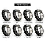 font options for inside engraving on black & silver beaker rings