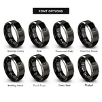 font options for inside engraving on black & silver beaker rings