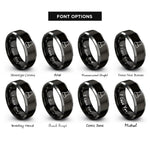 font options for inside engraving on black & silver beaker rings