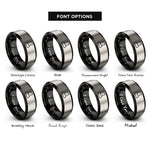 font options for inside engraving on black & silver beaker rings