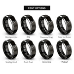 font options for inside engraving on black & gray beaker rings
