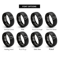 font options for inside engraving on black beaker rings