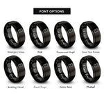 font options for inside engraving on black beaker rings