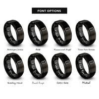 font options for inside engraving on black beaker rings