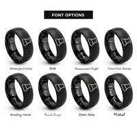 font options for inside engraving on black beaker rings