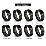font options for inside engraving on black beaker rings