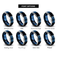 font options for inside engraving on blue & gray beaker rings