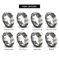 font options for inside engraving on grey beaker bubbles rings