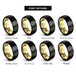 font options for inside engraving on black & gold beaker flask rings