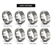 font options for inside engraving on gray beaker rings