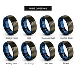 font options for inside engraving on gunmetal & blue beaker rings