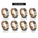 font options for inside engraving on rose gold beamed eighth notes rings