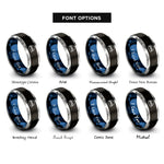 font options for inside engraving on black & blue & gray beanie hat rings