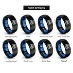 font options for inside engraving on black & blue beanie hat rings