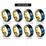 font options for inside engraving on gold & blue beanie hat rings