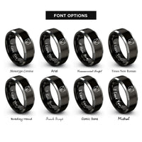 font options for inside engraving on black & gray bear rings