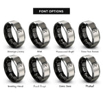 font options for inside engraving on black & grey bear rings