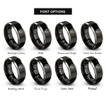 font options for inside engraving on black & silver bear rings