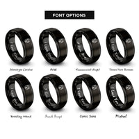 font options for inside engraving on black bear rings