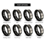 font options for inside engraving on black & grey bear family heart rings