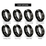 font options for inside engraving on black & grey bear family heart rings
