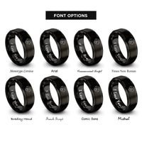 font options for inside engraving on black bear family heart rings