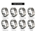 font options for inside engraving on silver bear paw rings
