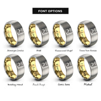 font options for inside engraving on gold & gray bear pride flag rings
