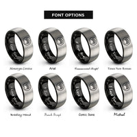 font options for inside engraving on black & gray bear print rings