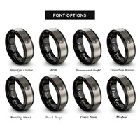 font options for inside engraving on black & grey bear print rings