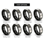 font options for inside engraving on black & silver bear track rings