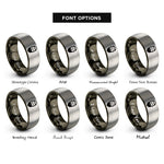 font options for inside engraving on gunmetal & silver beard silhouette rings