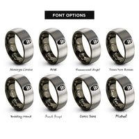 font options for inside engraving on gunmetal & silver beard silhouette rings