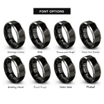 font options for inside engraving on black & silver bearded axe rings