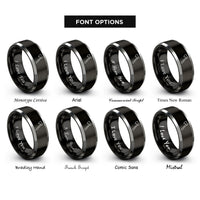font options for inside engraving on black & silver bearded axe rings