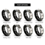font options for inside engraving on black & silver bearded axe rings