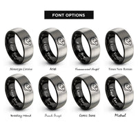 font options for inside engraving on black & gray bearded dragon rings
