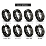 font options for inside engraving on black & silver bearded dragon rings