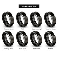 font options for inside engraving on black & silver bearded dragon rings
