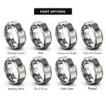 font options for inside engraving on silver bearing arrow rings