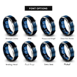 font options for inside engraving on blue & silver bearing compass rings