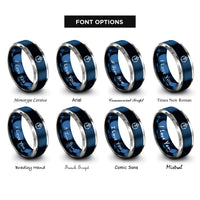 font options for inside engraving on blue & silver bearing compass rings