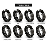 font options for inside engraving on black & silver bearing marker rings