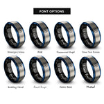 font options for inside engraving on black & blue & silver bearing ring rings