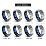 font options for inside engraving on blue & gray bearing ring rings
