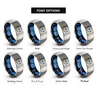 font options for inside engraving on blue & gray bearing ring rings