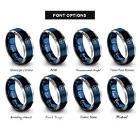 font options for inside engraving on blue & gray bearing ring rings