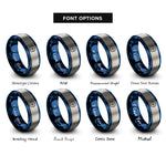 font options for inside engraving on blue & silver bearing ring rings