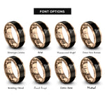 font options for inside engraving on black & rose gold beast mode barbell rings