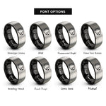 font options for inside engraving on black & silver beaver rings